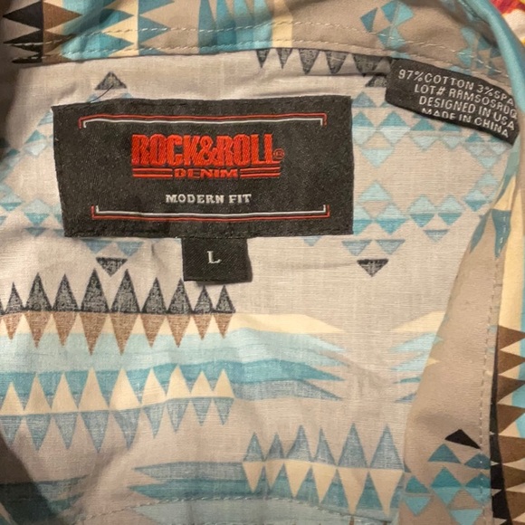 Men’s Rock & Roll Denim Long Sleeve Shirt - Picture 5 of 5